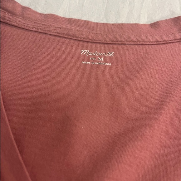Madewell Women’s Casual V-neck T-shirt Mini Dress Coral Size Medium - Picture 3 of 4